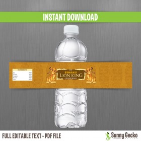 The Lion King Birthday Bottle Labels or Napkin Rings